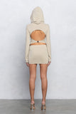Marlin Heavy Nylon Hooded Cowl Top & Mini Skirt Set | Back Cut - Out Trendy Party Look - Wear with style