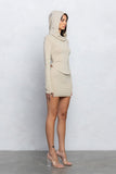 Marlin Heavy Nylon Hooded Cowl Top & Mini Skirt Set | Back Cut - Out Trendy Party Look - Wear with style