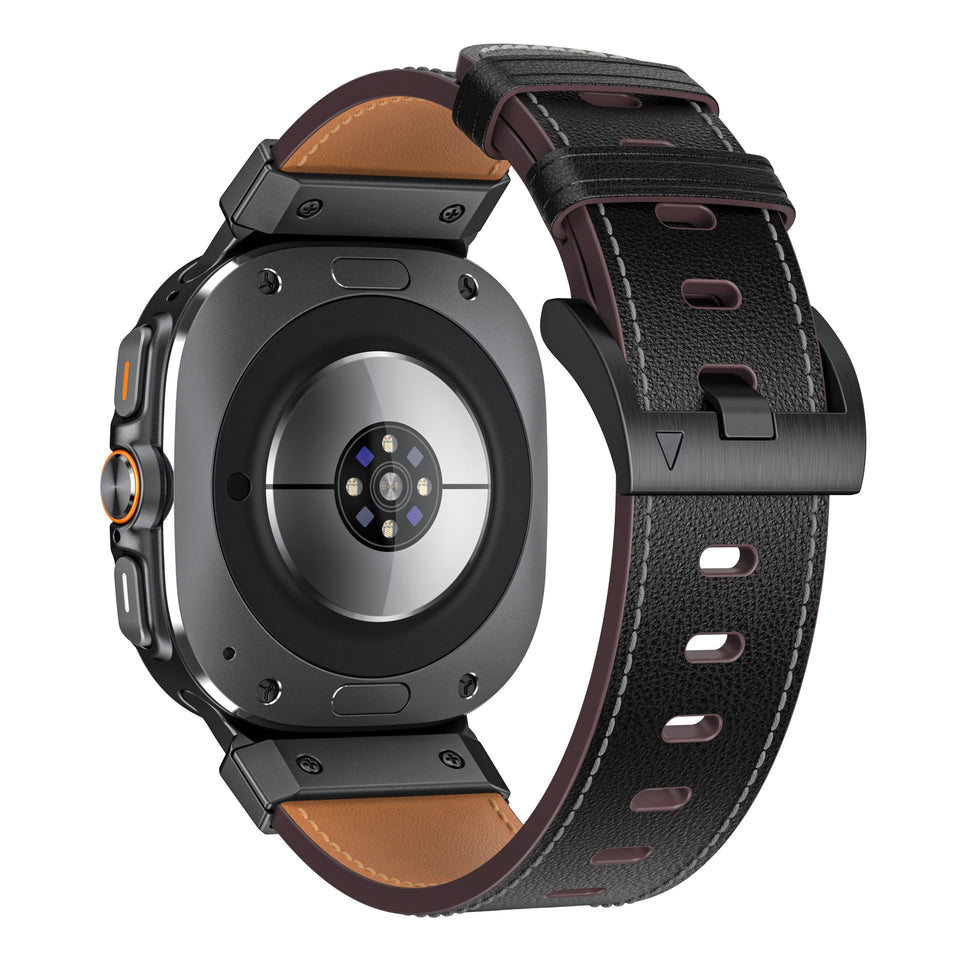 Mecha Bezel Leather Strap for Galaxy Watch 7 Ultra/8 Ultra - Wear with style