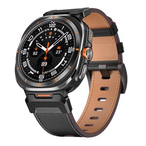 Mecha Bezel Leather Strap for Galaxy Watch 7 Ultra/8 Ultra - Wear with style