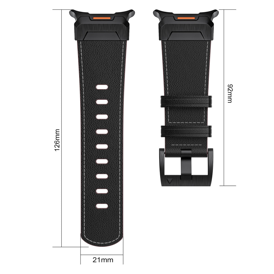 Mecha Bezel Leather Strap for Galaxy Watch 7 Ultra/8 Ultra - Wear with style