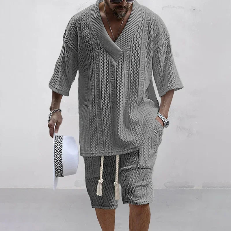 Men Casual Knitted Two Piece Shorts Summer set - Wear with style