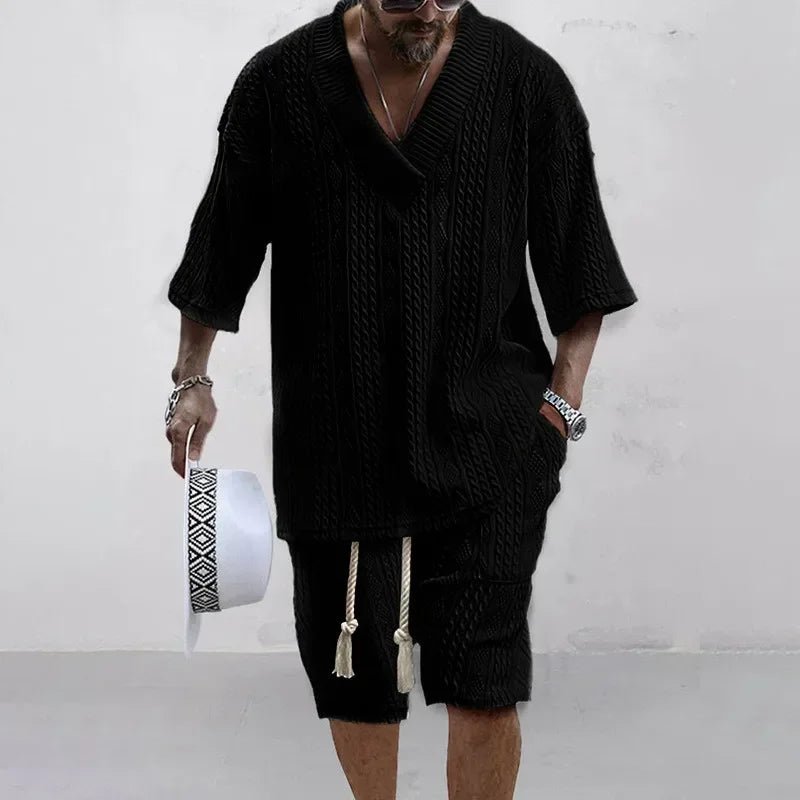Men Casual Knitted Two Piece Shorts Summer set - Wear with style