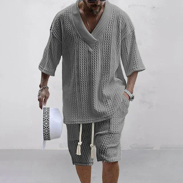 Men Casual Knitted Two Piece Shorts Summer set - Wear with style