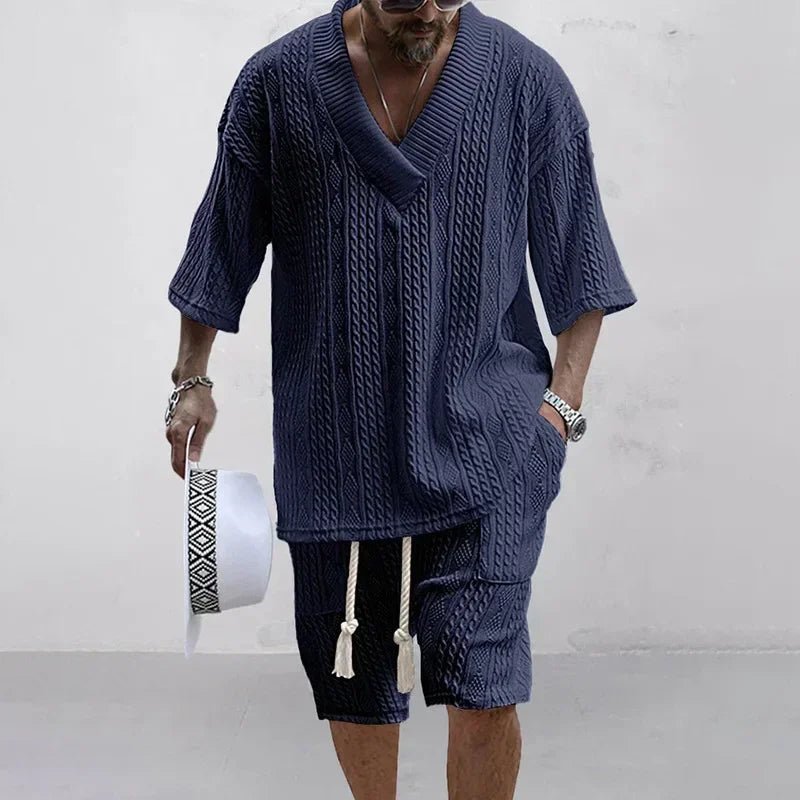 Men Casual Knitted Two Piece Shorts Summer set - Wear with style