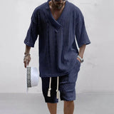 Men Casual Knitted Two Piece Shorts Summer set - Wear with style