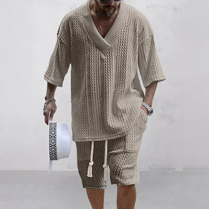Men Casual Knitted Two Piece Shorts Summer set - Wear with style