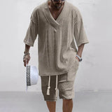 Men Casual Knitted Two Piece Shorts Summer set - Wear with style