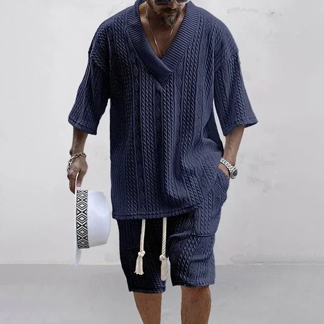 Men Casual Knitted Two Piece Shorts Summer set - Wear with style