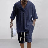Men Casual Knitted Two Piece Shorts Summer set - Wear with style