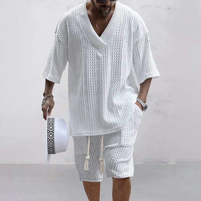 Men Casual Knitted Two Piece Shorts Summer set - Wear with style