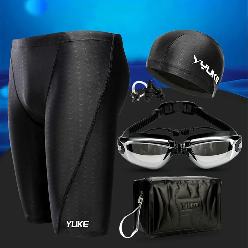 Men Swim Shorts Waterproof Goggles & Ear-plug Cap - Wear with style