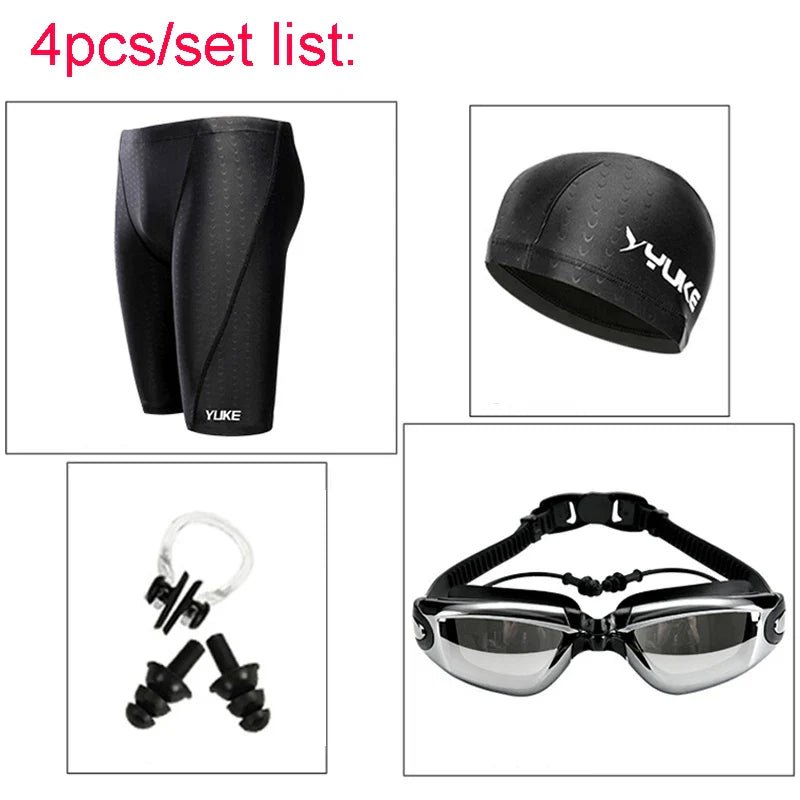 Men Swim Shorts Waterproof Goggles & Ear-plug Cap - Wear with style
