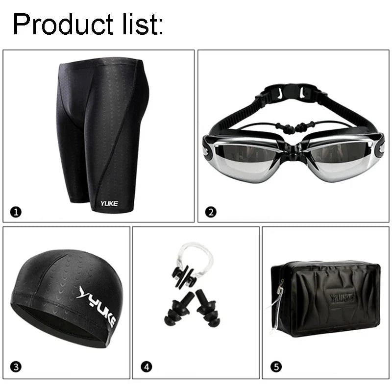 Men Swim Shorts Waterproof Goggles & Ear-plug Cap - Wear with style