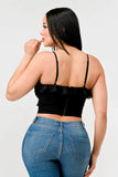 MESH CONTRAST RUCHED SWEETHEART WITH CHIFFON CAMISOLE RUFFLED CROPPED TOP - Wear with style