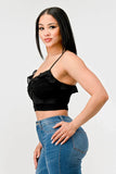 MESH CONTRAST RUCHED SWEETHEART WITH CHIFFON CAMISOLE RUFFLED CROPPED TOP - Wear with style