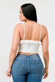 MESH CONTRAST RUCHED SWEETHEART WITH CHIFFON CAMISOLE RUFFLED CROPPED TOP - Wear with style