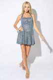 Metallic Glitter Halter Mini Dress - Wear with style