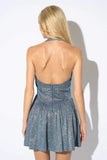 Metallic Glitter Halter Mini Dress - Wear with style