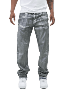 METALLIC PRINTED STACKED JEANS AJ07C - Wear with style