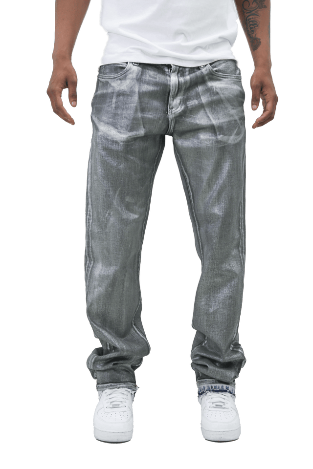 METALLIC PRINTED STACKED JEANS AJ07C - Wear with style