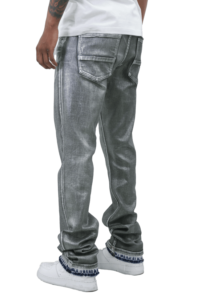METALLIC PRINTED STACKED JEANS AJ07C - Wear with style