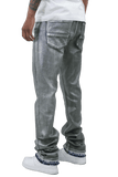 METALLIC PRINTED STACKED JEANS AJ07C - Wear with style