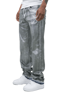 METALLIC PRINTED STACKED JEANS AJ07C - Wear with style