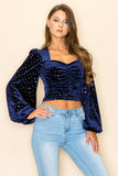 METALLIC VELVET RUCHED FRONT BLOUSE - Wear with style