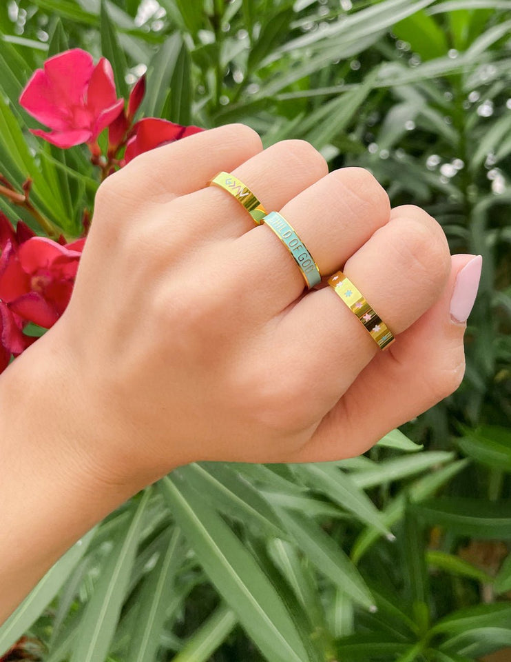 Mint Enamel Child of God Ring - Wear with style
