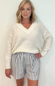 Misty Shore Cotton Shorts-Navy/Ivory - Wear with style