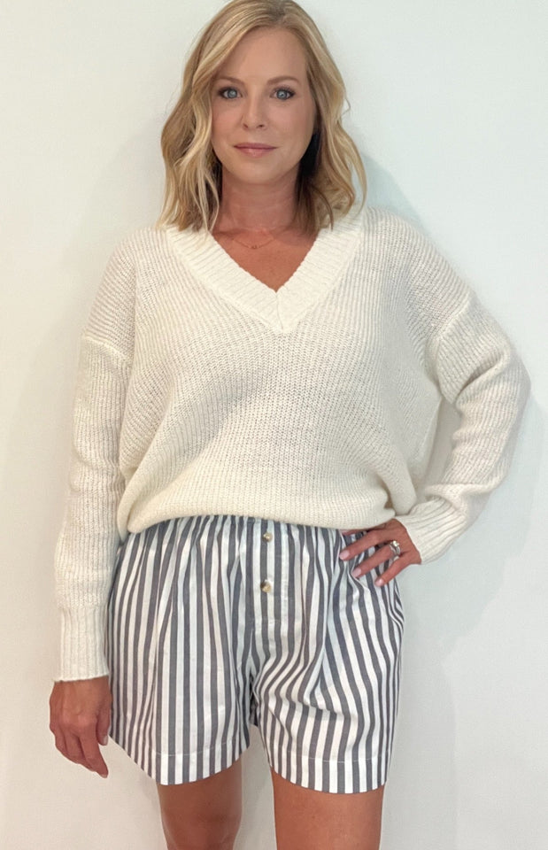 Misty Shore Cotton Shorts-Navy/Ivory - Wear with style