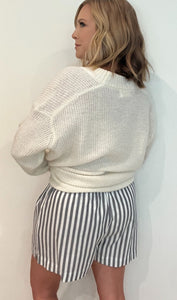 Misty Shore Cotton Shorts-Navy/Ivory - Wear with style