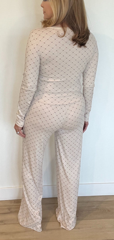 Mocha Hearts Lounge Set-Final Sale - Wear with style