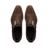56-110-DBR Hebilla Monk Strap Italian Suede Calfskin Dark Brown