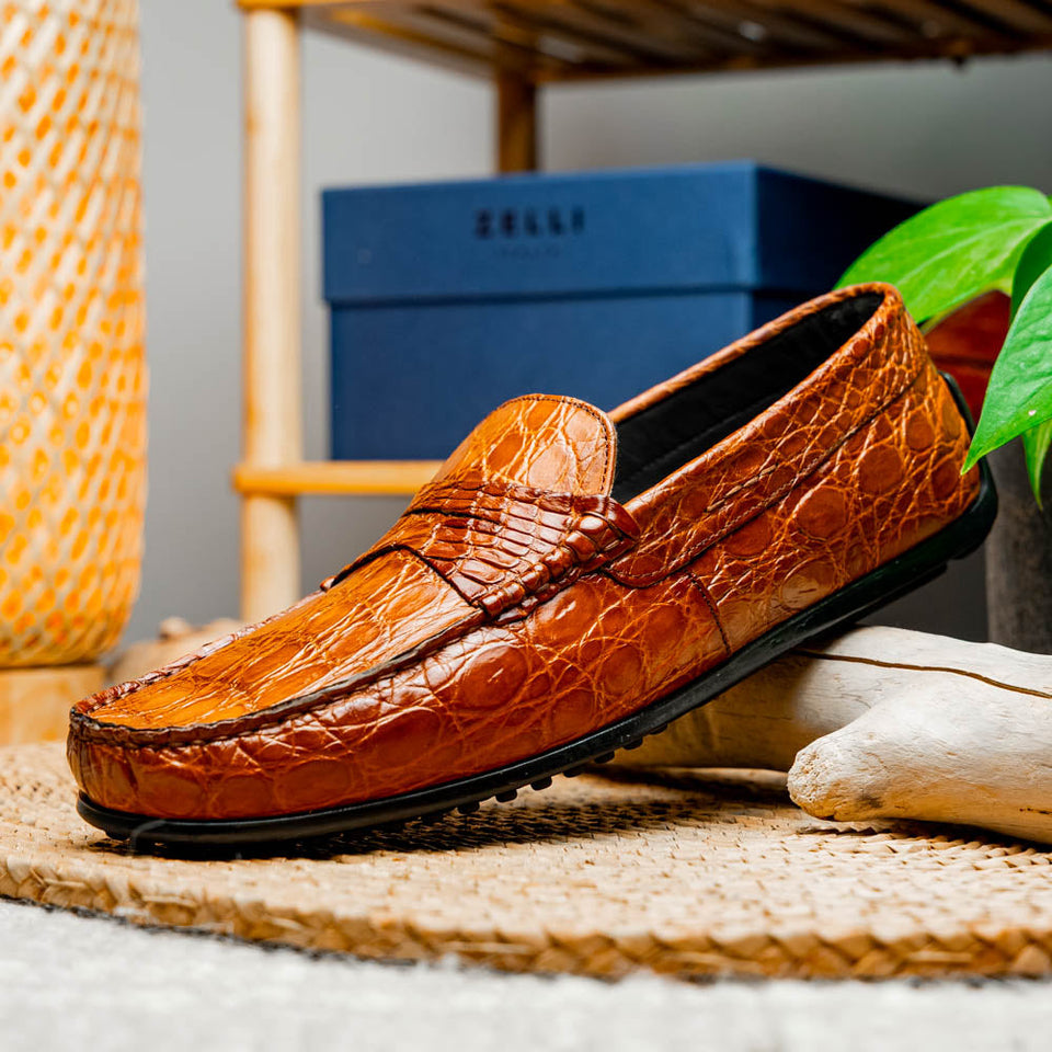 31-103-CGM MONZA Crocodile Driver, Cognac