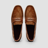 31-160-CGN MONZA Sueded Calfskin with Crocodile Driver, Cognac