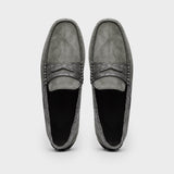 31-160-GRY MONZA Sueded Calfskin with Crocodile Driver, Grey