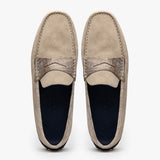 31-160-SND MONZA Sueded Calfskin with Crocodile Driver Sand