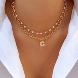 Mother of Pearl Initial Necklace Lightweight - Wear with style