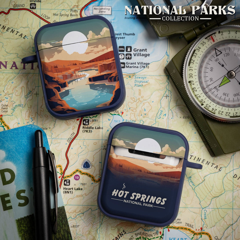 National Parks Hot Springs HDX Apple Airpods Gen 1 & 2 Case Cover - Wear with style