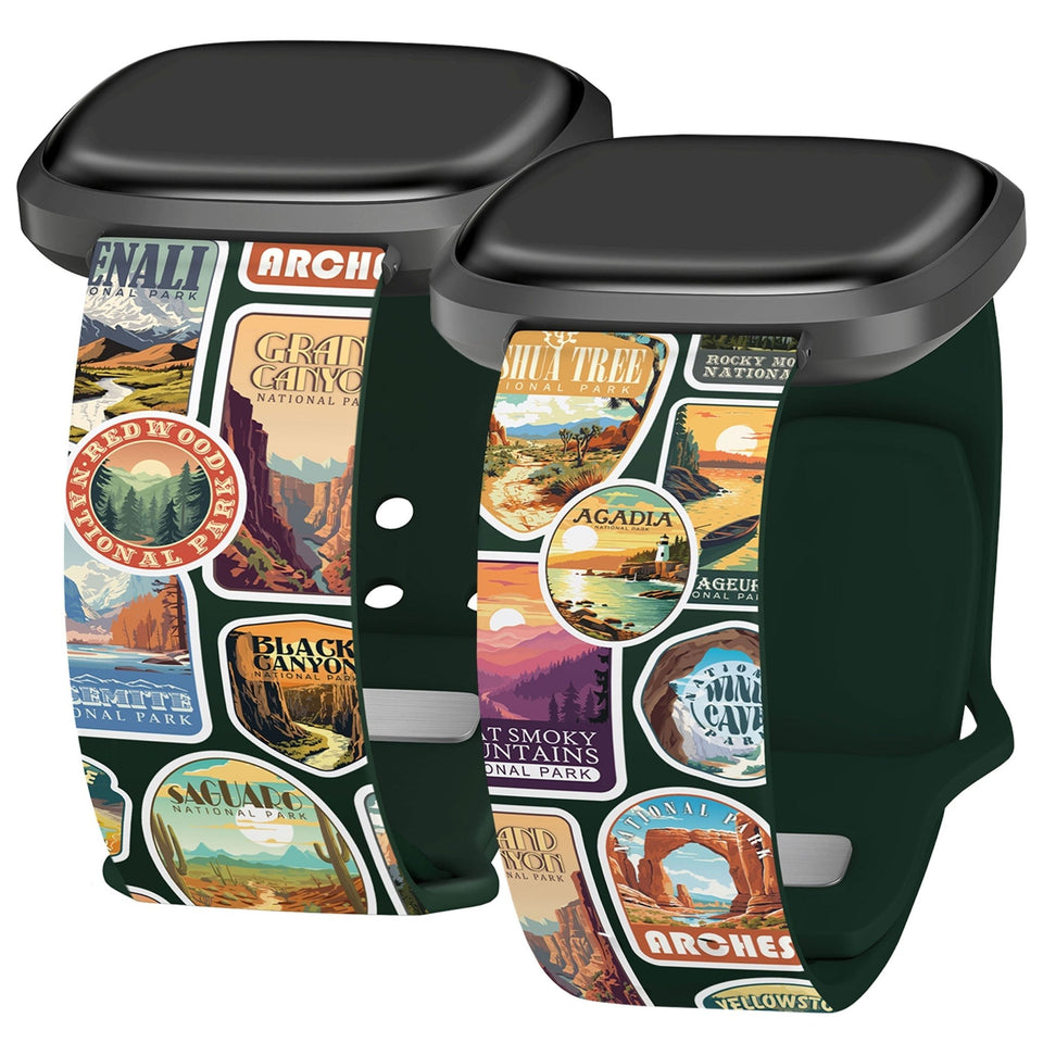 National Parks Stickers HD Fitbit Versa 3 & Sense 1 Watch Band - Wear with style