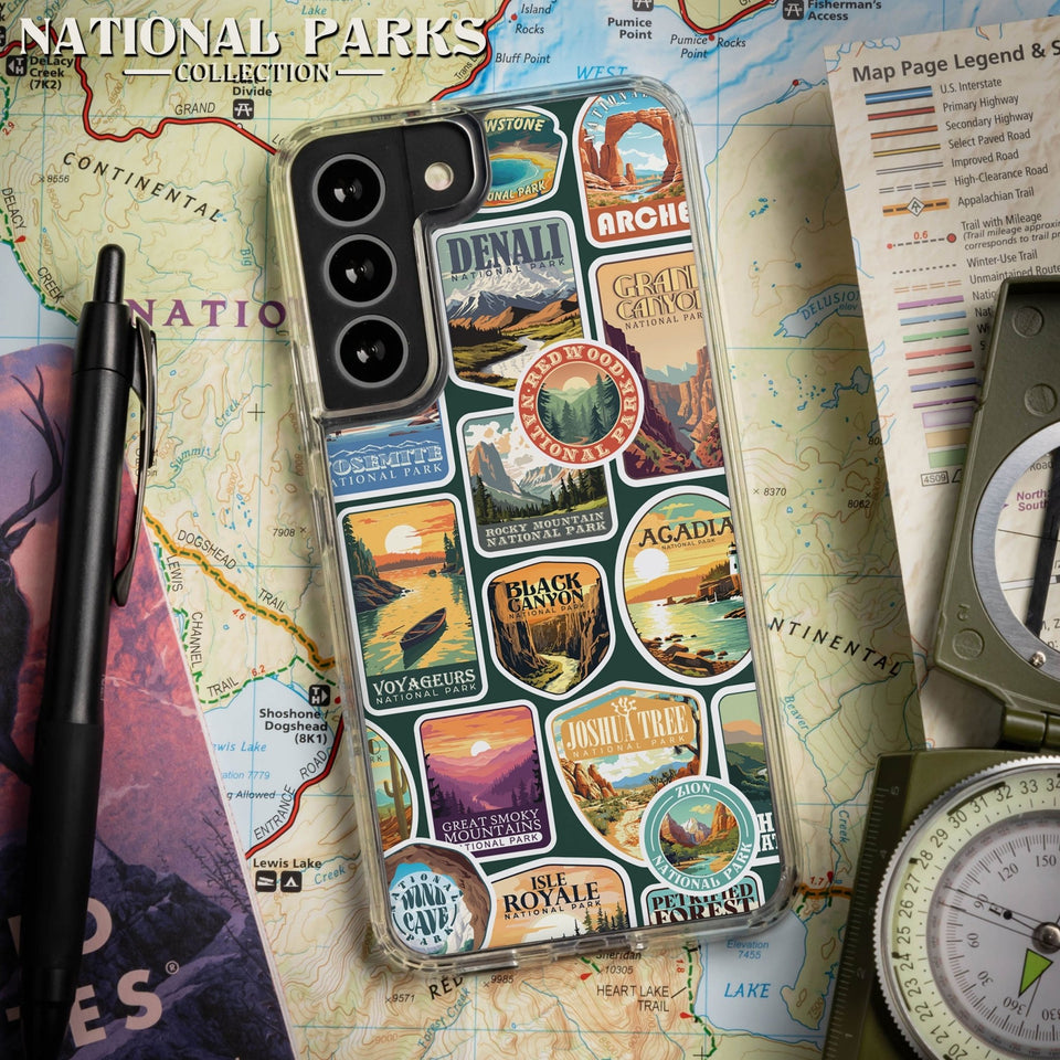National Parks Stickers HD Samsung Galaxy S24 Phone Case - Wear with style