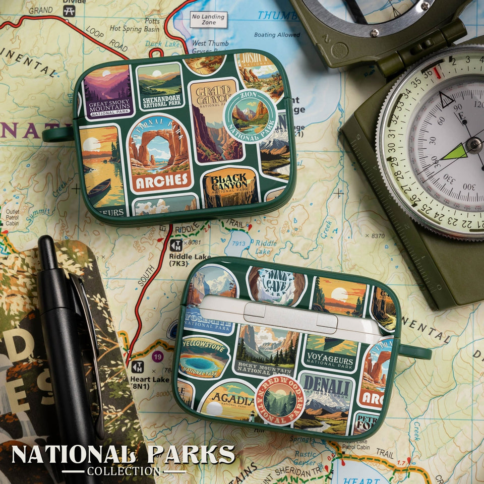 National Parks Stickers HDX Apple Airpods Pro 1 & 2 Case Cover - Wear with style