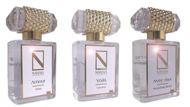 Natural Perfume Gift Set 3 × 1.76 fl oz Eau de Parfum A luxury trio of organic essential oil perfumes: Nourishing Blend, Rose, and Coconut. Natural, non - synthetic, sensual, and uplifting. - Wear with style