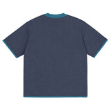 Navy Blue with Aqua Blue Trim Knitted classic tee - Wear with style