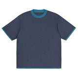 Navy Blue with Aqua Blue Trim Knitted classic tee - Wear with style