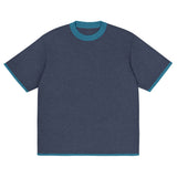 Navy Blue with Aqua Blue Trim Knitted classic tee - Wear with style