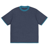 Navy Blue with Aqua Blue Trim Knitted classic tee - Wear with style