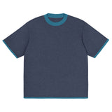 Navy Blue with Aqua Blue Trim Knitted classic tee - Wear with style